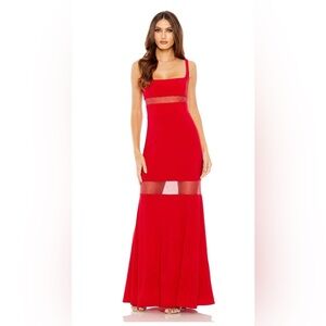 Mac Duggal Scarlet Sheer Panel Maxi Dress